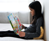Kid reading with Toddler pillow